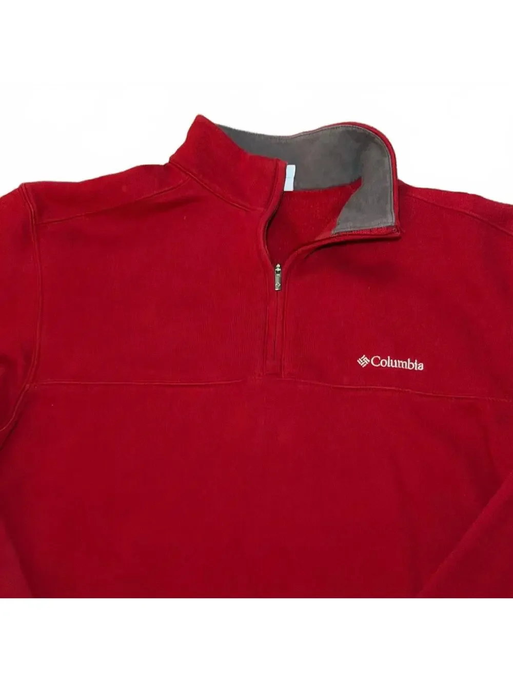Columbia Red 1/4 Fleece Pullover Sweatshirt Medium